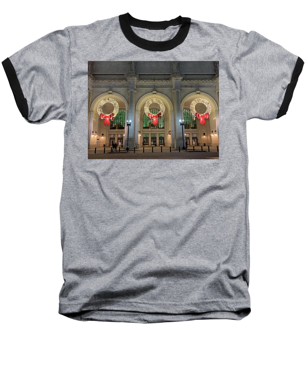 Union Station Baseball T-Shirt featuring the photograph Union Station Holiday by Lora J Wilson