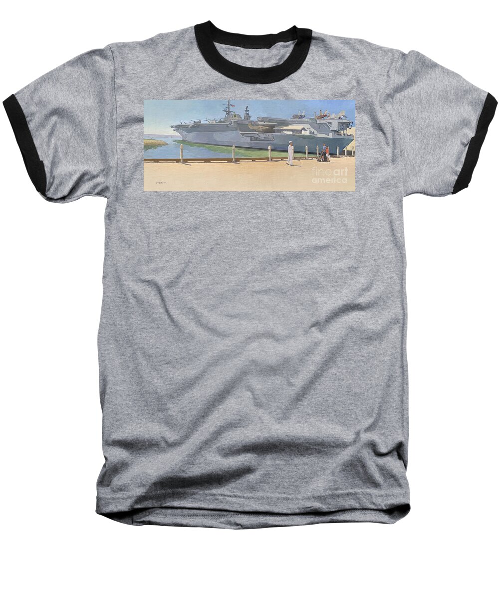 Uss Midway Baseball T-Shirt featuring the painting USS Midway San Diego California by Paul Strahm