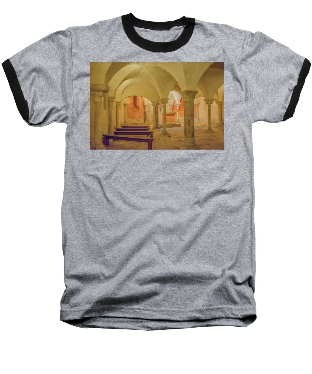 Relics Baseball T-Shirt featuring the photograph Vezelay Abbey Crypt and Relics Area by Marcy Wielfaert