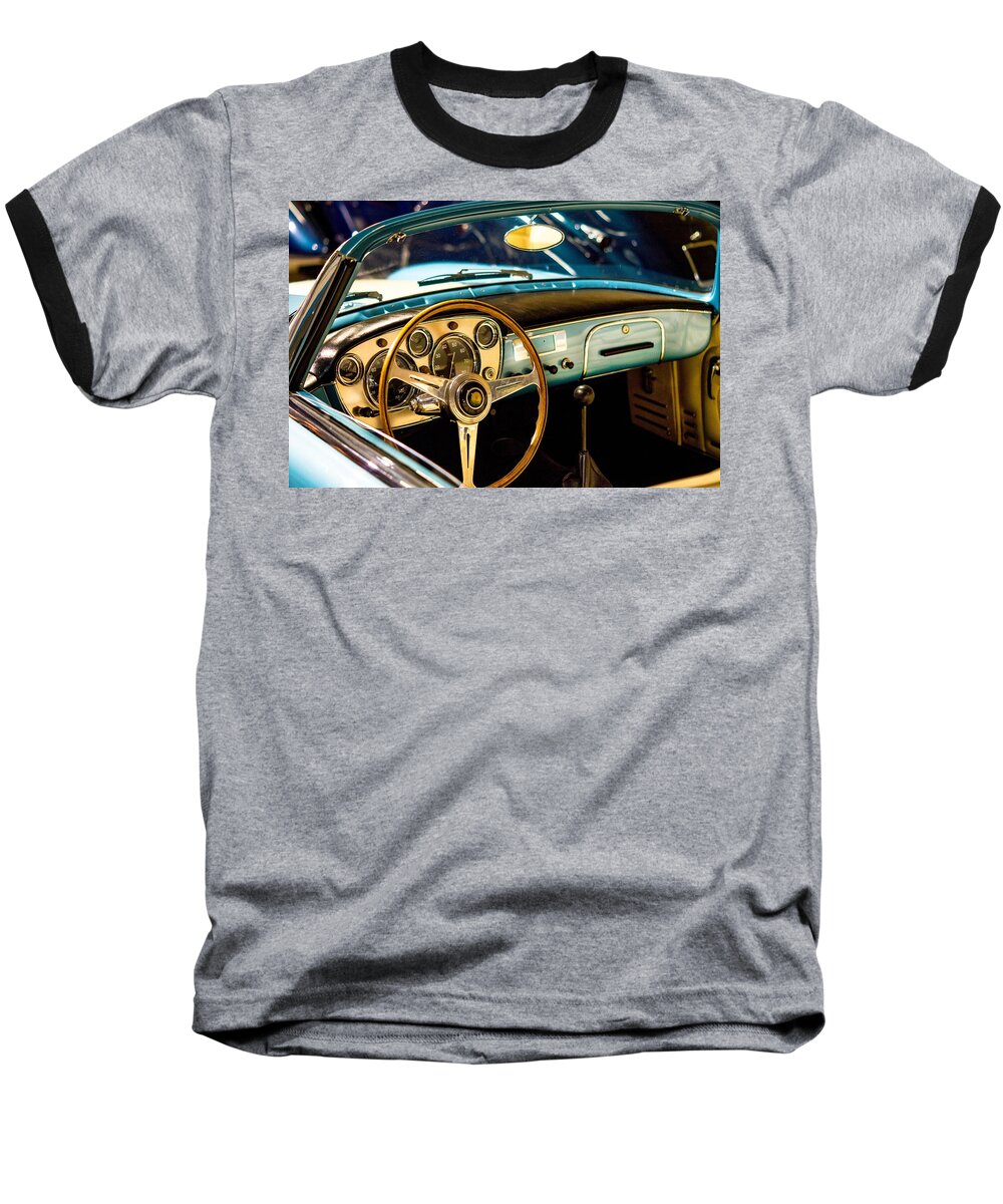 Photo Baseball T-Shirt featuring the photograph Vintage blue car by Top Wallpapers