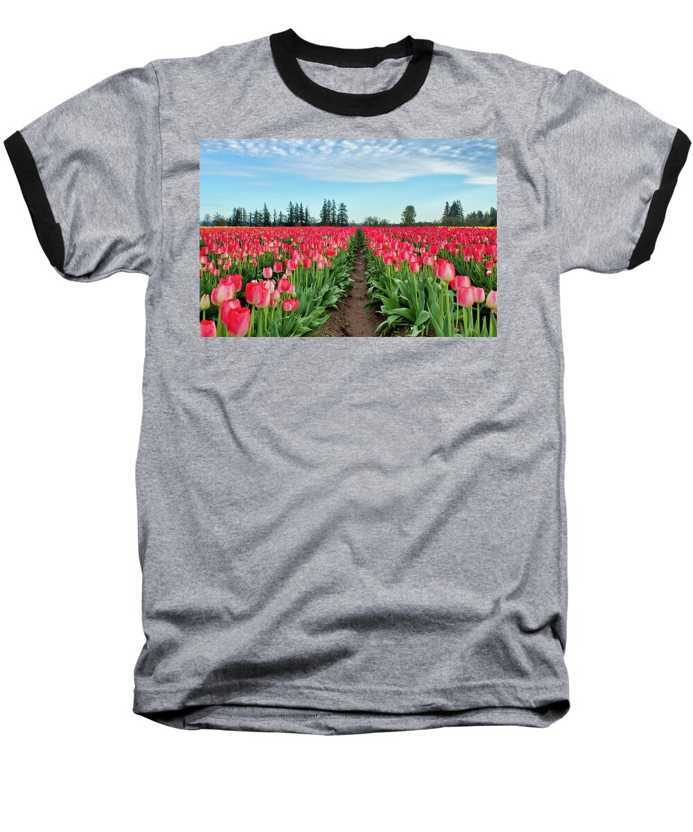 Tulip Baseball T-Shirt featuring the photograph Walk In The Tulips by Brian Eberly