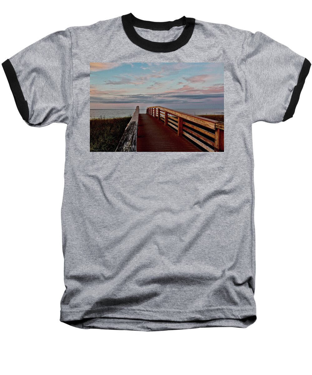 Walk Into The Ocean Baseball T-Shirt featuring the photograph Walk Into The Ocean by Linda Sannuti