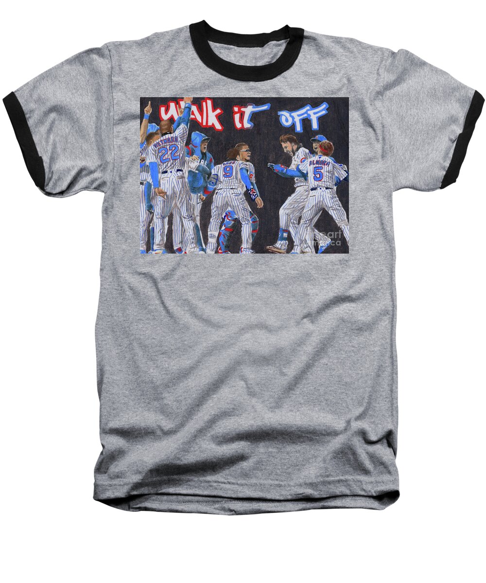 Baseball Baseball T-Shirt featuring the drawing Walk It Off by Melissa Jacobsen