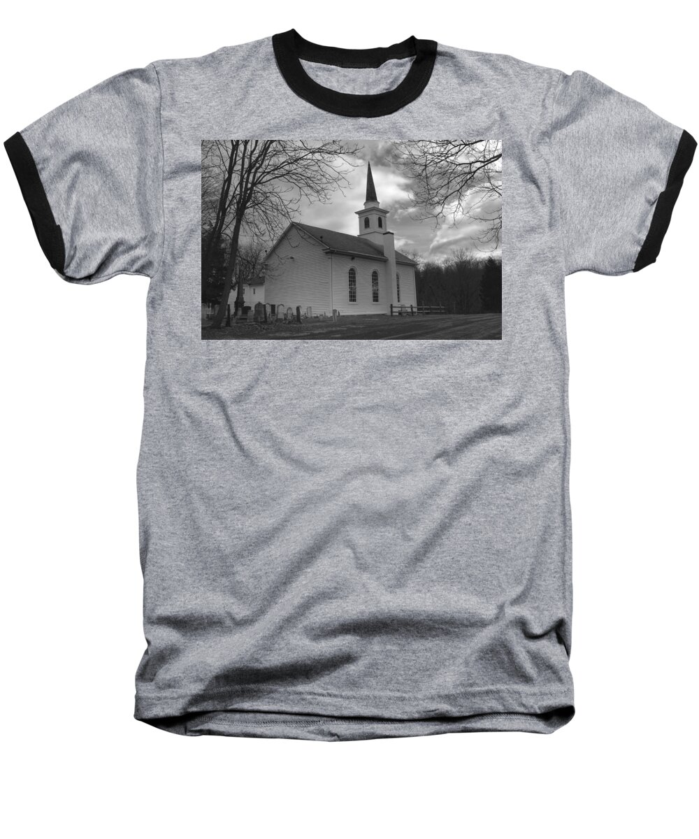 Church Baseball T-Shirt featuring the photograph Waterloo United Methodist Church - Back by Christopher Lotito