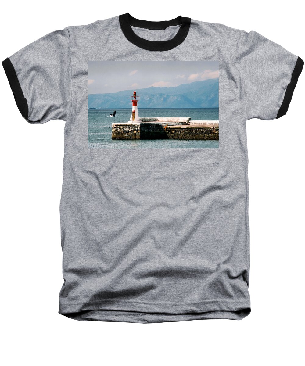 Whale Baseball T-Shirt featuring the photograph Whale Breaching by Andrew Hewett