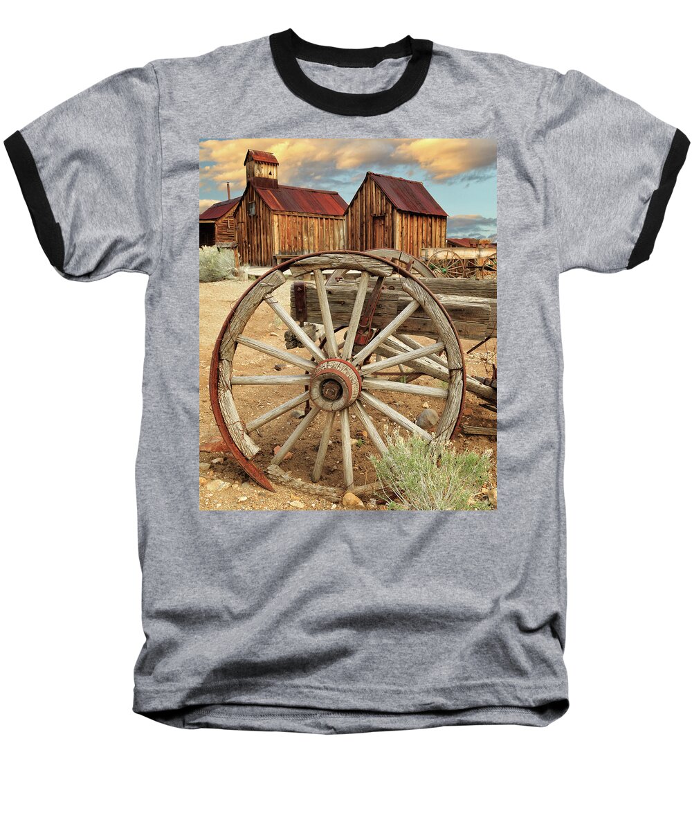 Wagon Baseball T-Shirt featuring the photograph Wheels And Spokes In Color by James Eddy