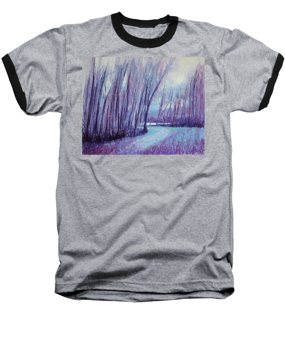 Impressionism Baseball T-Shirt featuring the painting Whispering Woods by Lisa Crisman