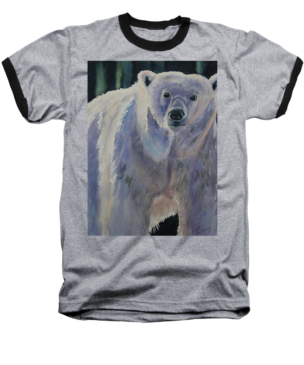 Polar Bear Baseball T-Shirt featuring the painting White Bear by Ruth Kamenev