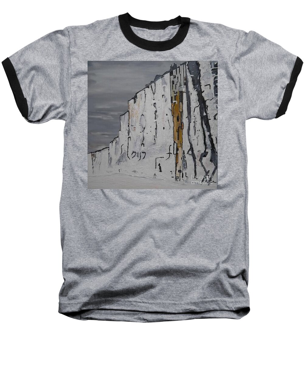 Acrylic Landscape Baseball T-Shirt featuring the painting White Cliffs by Denise Morgan