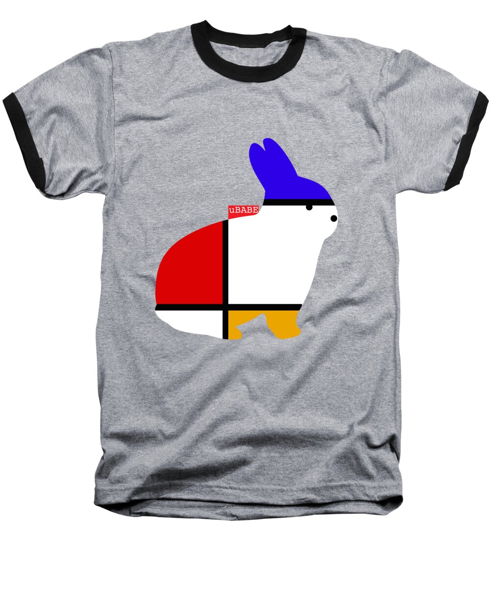 Ubabe Rabbit Baseball T-Shirt featuring the digital art White Rabbit by Ubabe Style