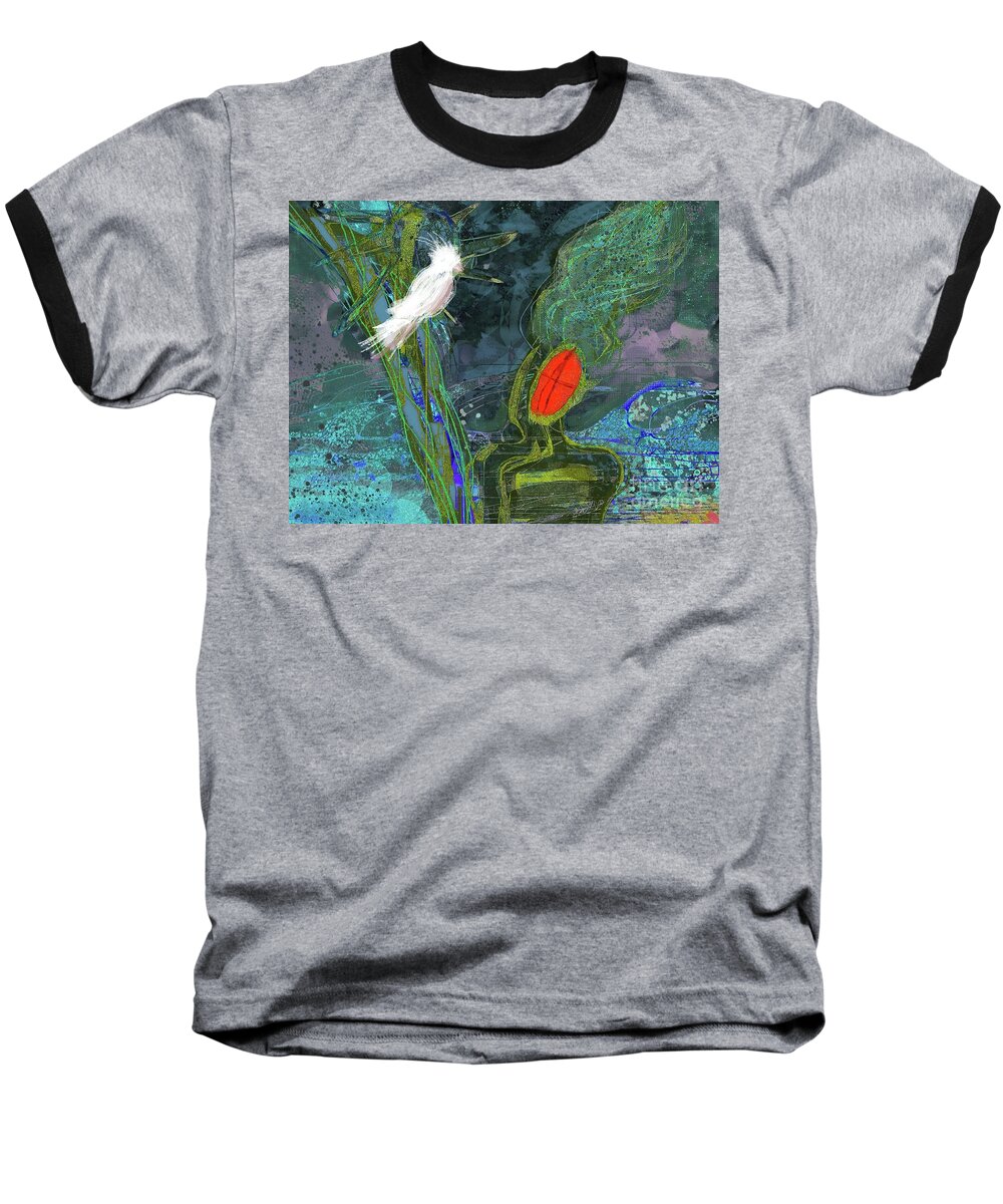 Landscape Baseball T-Shirt featuring the digital art White Sign by Alexandra Vusir