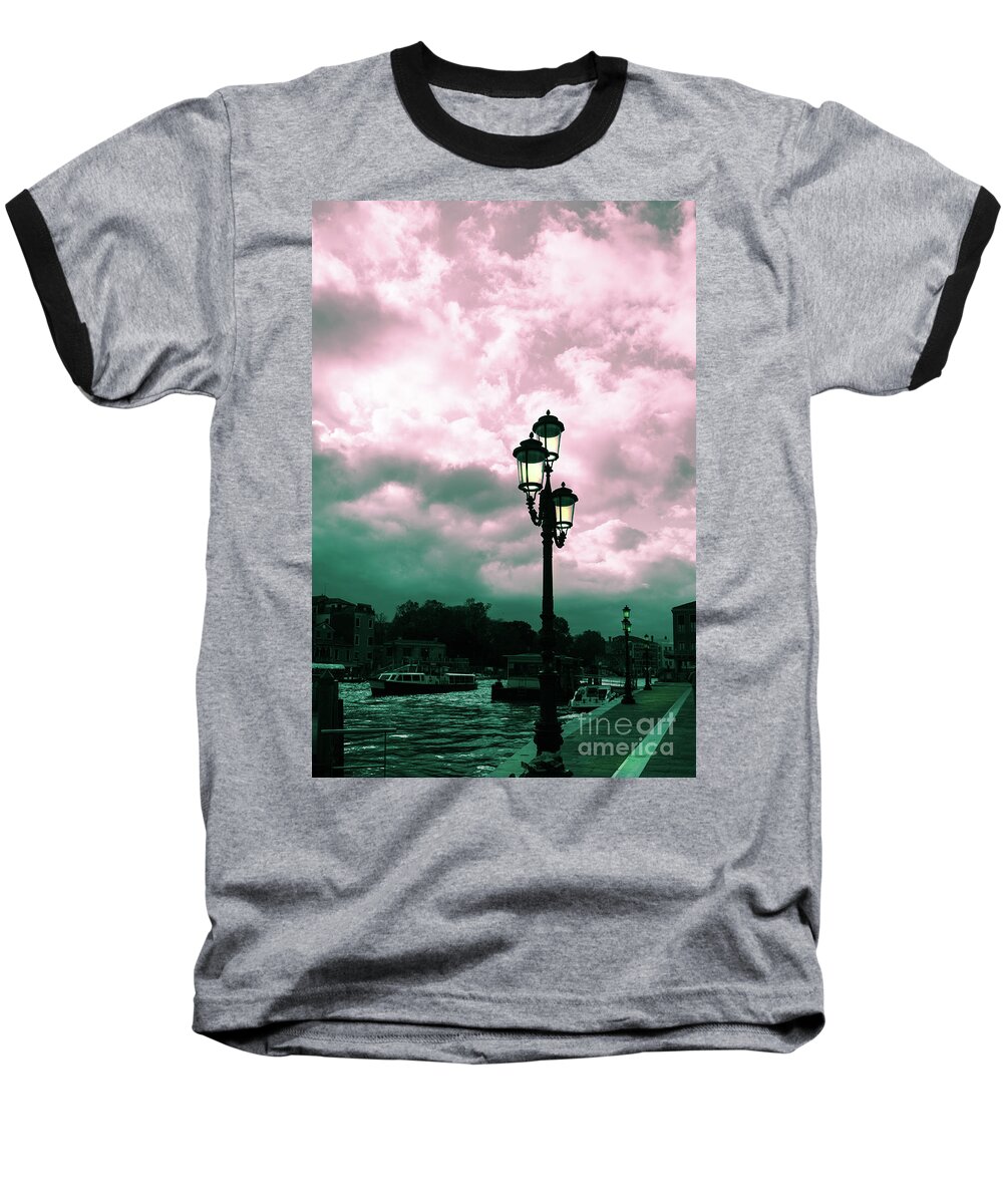 Toned Baseball T-Shirt featuring the photograph Winter Venice lantern on the embankment by Marina Usmanskaya