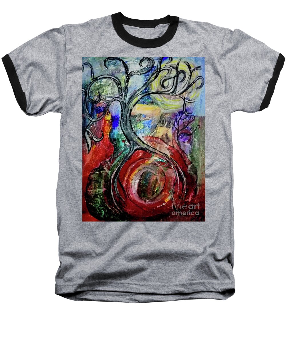 Tree Baseball T-Shirt featuring the painting Witching Tree by Mimulux Patricia No