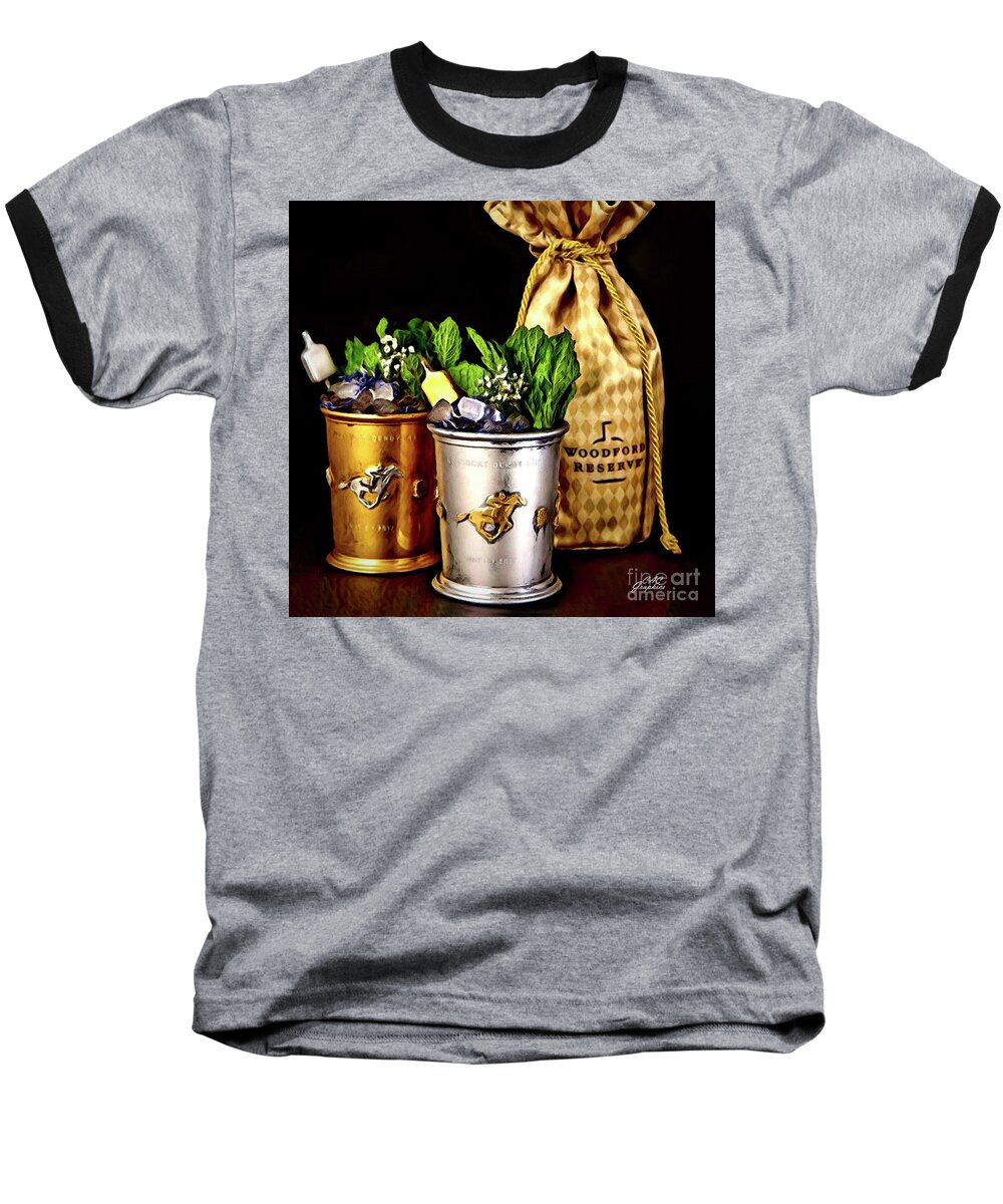 Cocktail Baseball T-Shirt featuring the digital art Woodford Reserve Mint Julep by CAC Graphics