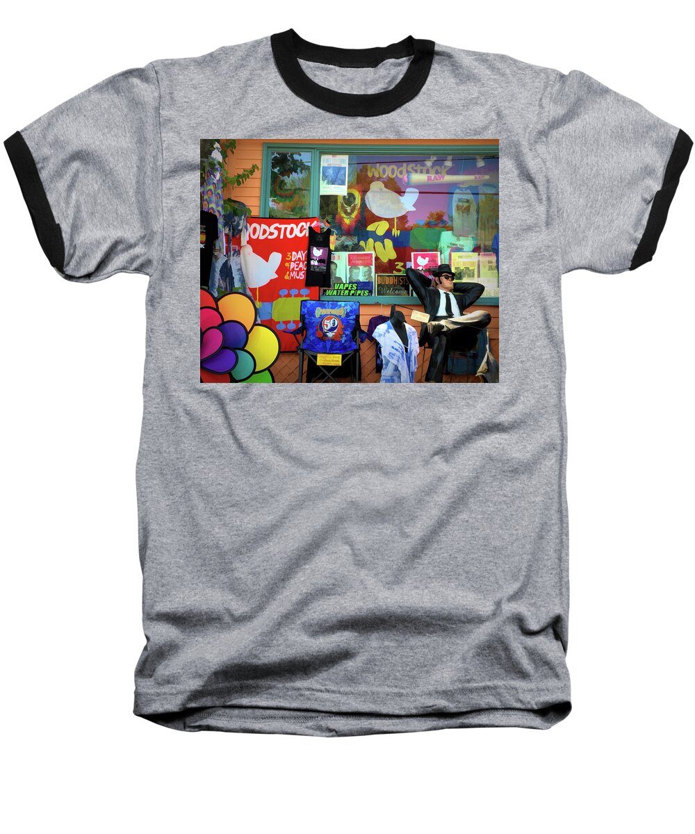 Woodstock Baseball T-Shirt featuring the photograph Woodstock Peace and Love 3 by Nancy De Flon