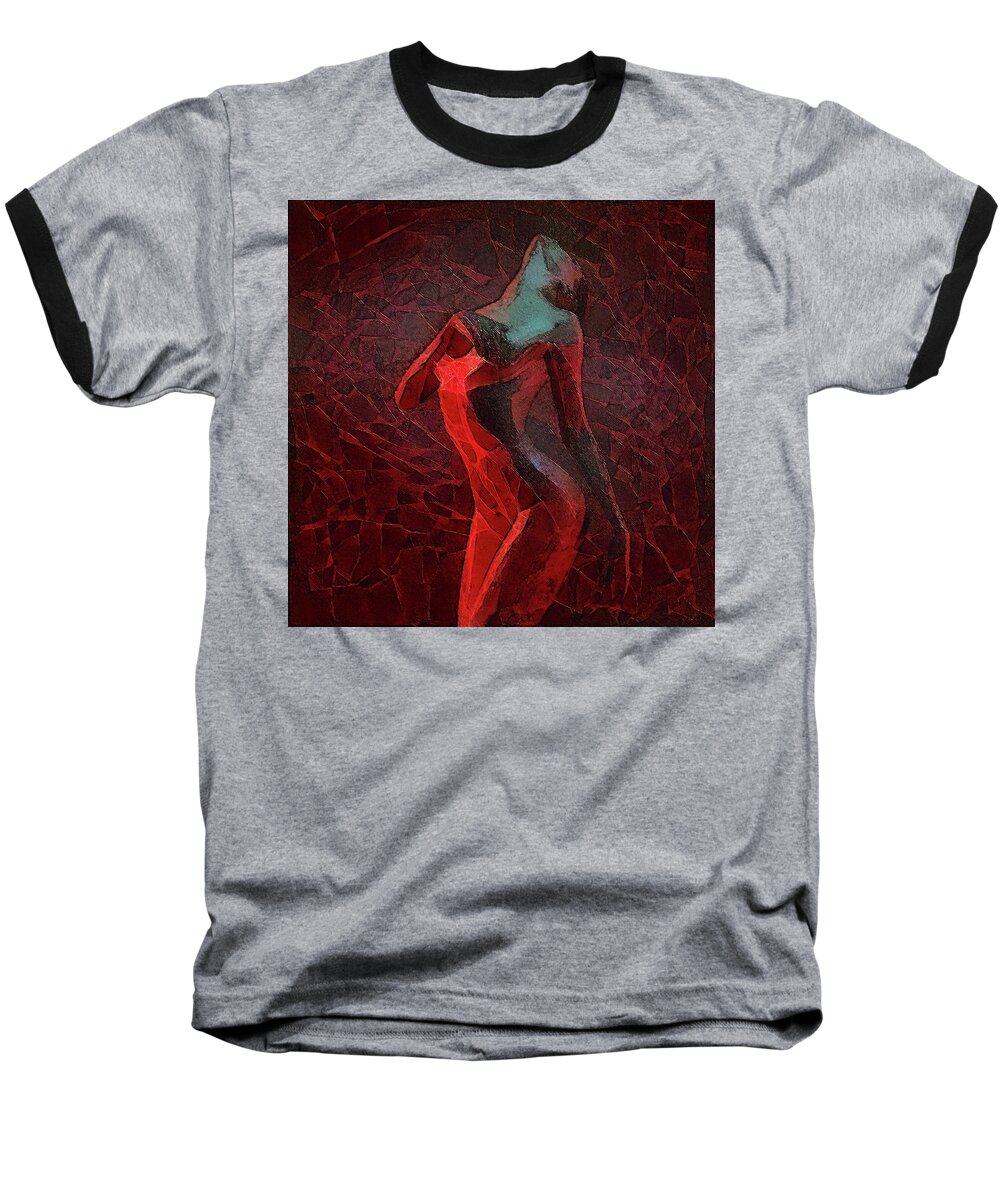 Nude Baseball T-Shirt featuring the painting Yearnings by Alex Mir