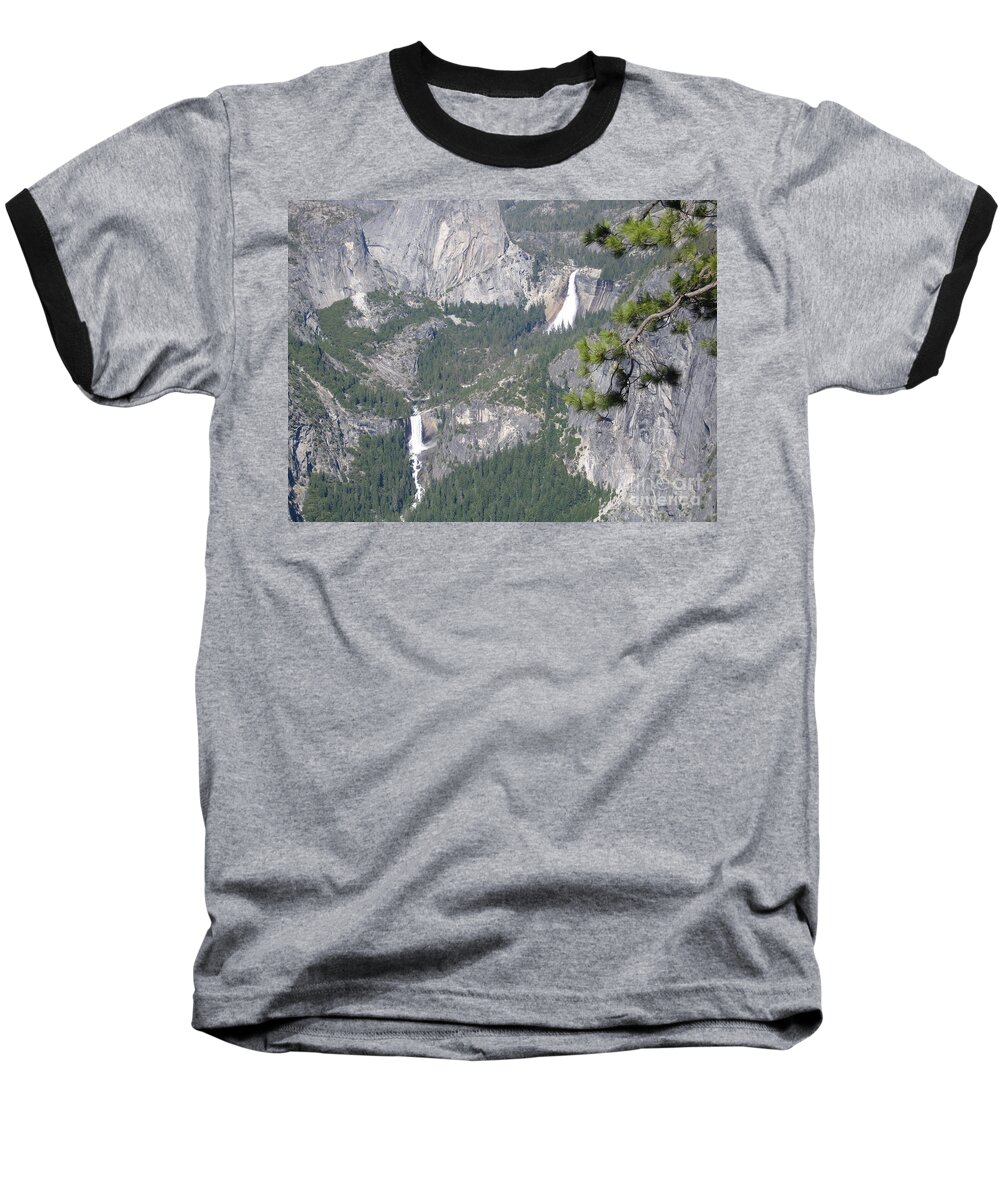 Yosemite Baseball T-Shirt featuring the photograph Yosemite National Park Glacier Point of View Verna Falls Nevada Falls by John Shiron