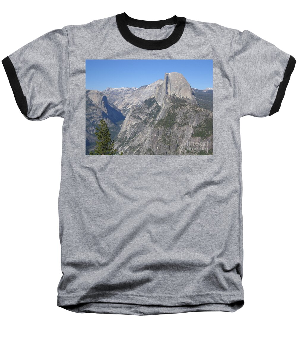 Yosemite Baseball T-Shirt featuring the photograph Yosemite National Park Half Dome Rock ,, A Glacier Point of View Panorama by John Shiron