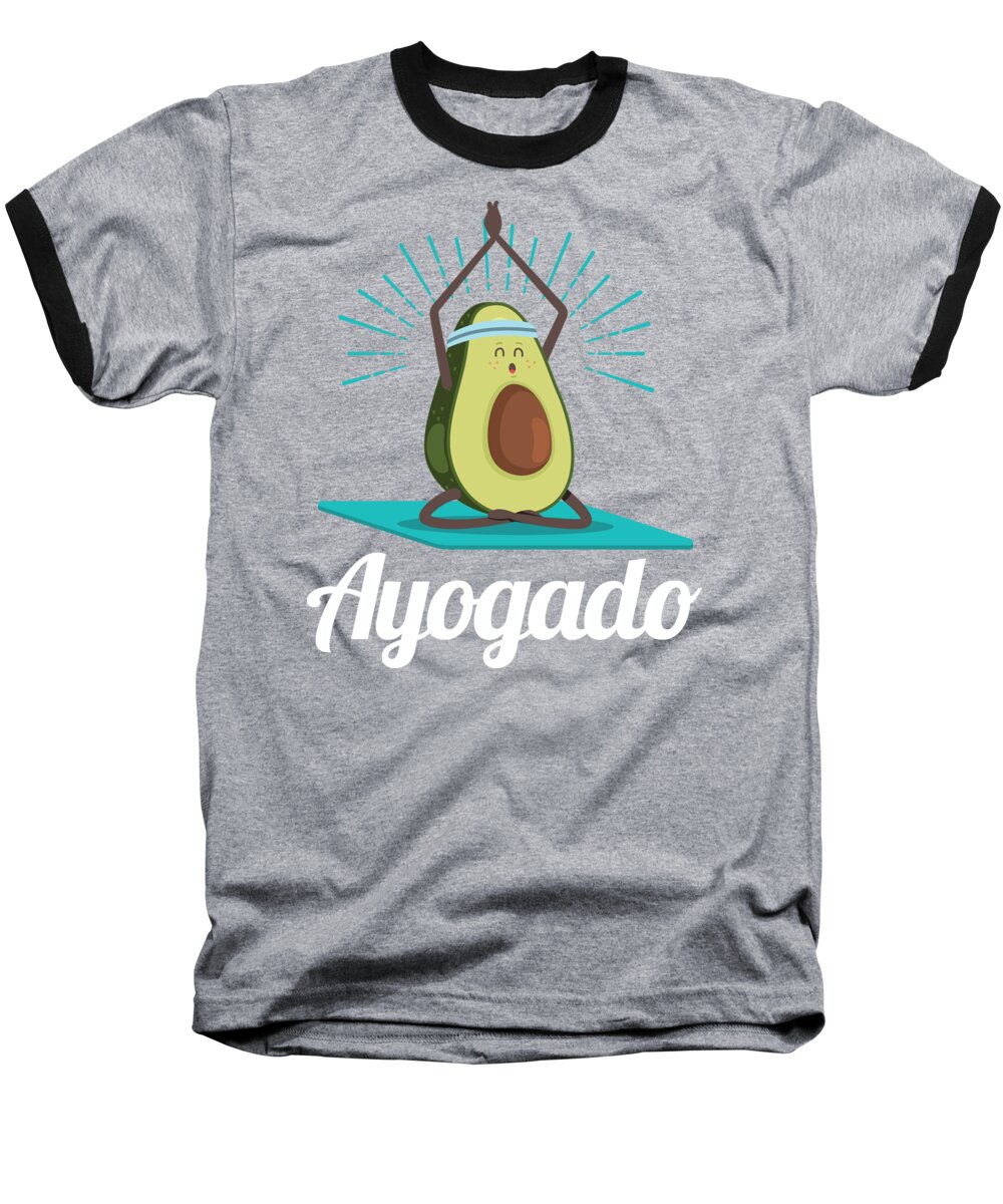 Vegan Baseball T-Shirt featuring the digital art Ayogado Yoga Avocado #1 by Mister Tee