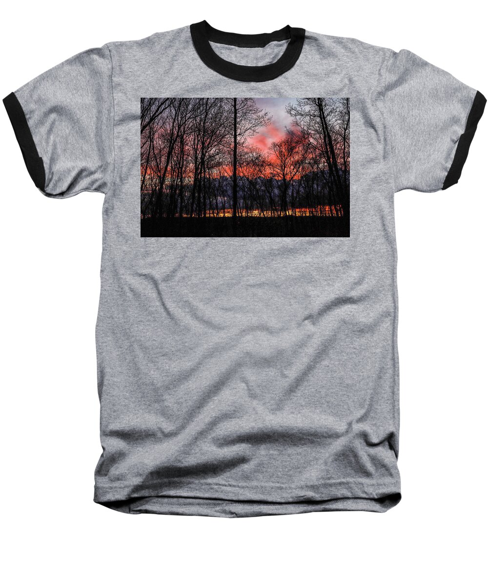 Sunset Baseball T-Shirt featuring the photograph Winter Sunset 2 by Michael Saunders