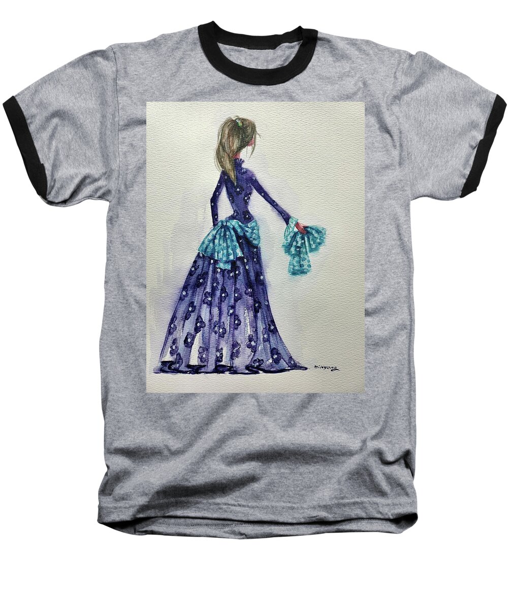  Baseball T-Shirt featuring the painting Behind #1 by Mikyong Rodgers