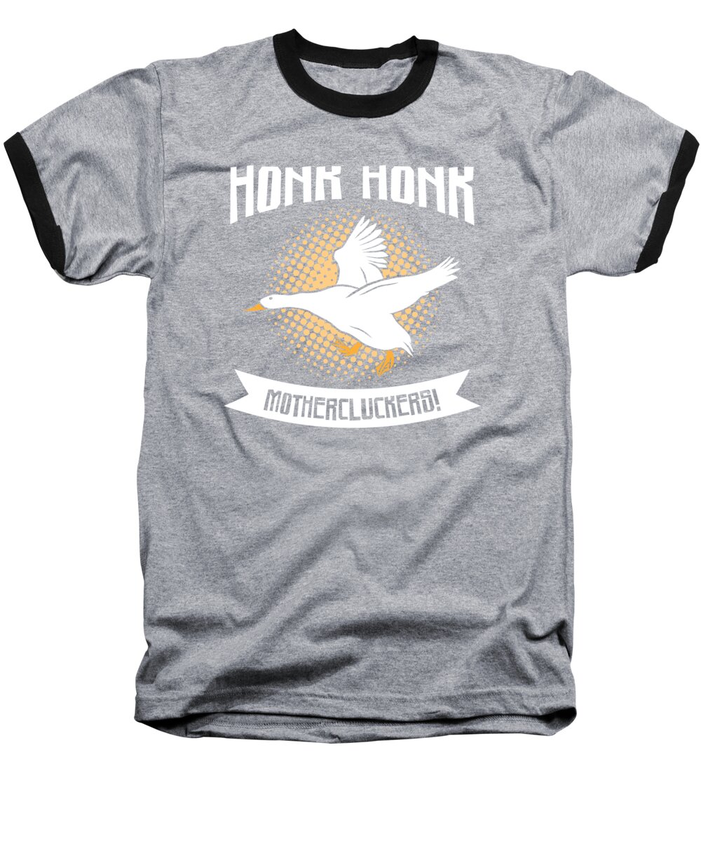Goose Baseball T-Shirt featuring the digital art Goose Grumpy Cartoon Animal Lover Farmer #1 by Toms Tee Store