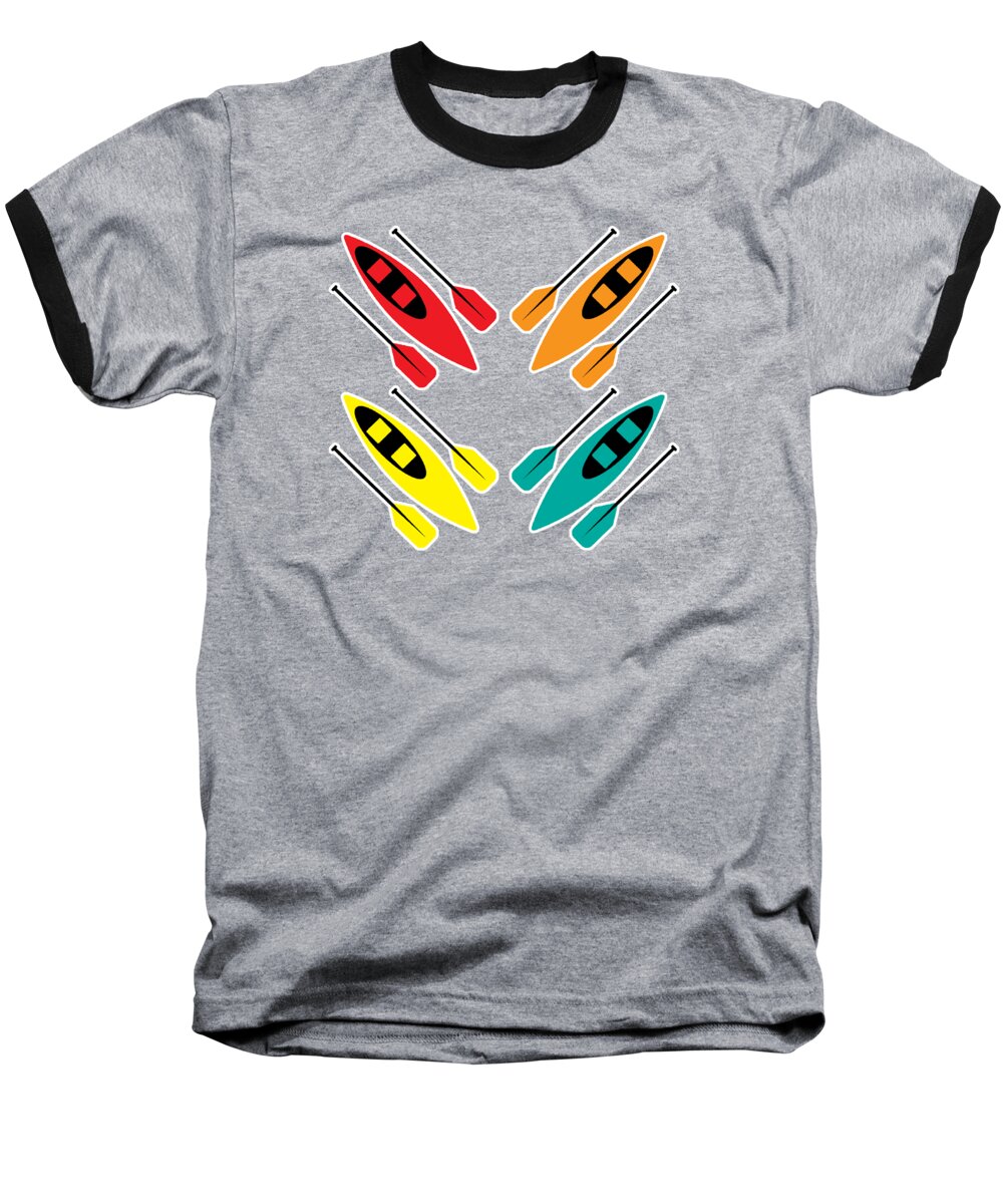 Kayaking Baseball T-Shirt featuring the digital art Kayaking Colorful Paddle Sport Pattern Art #1 by Toms Tee Store