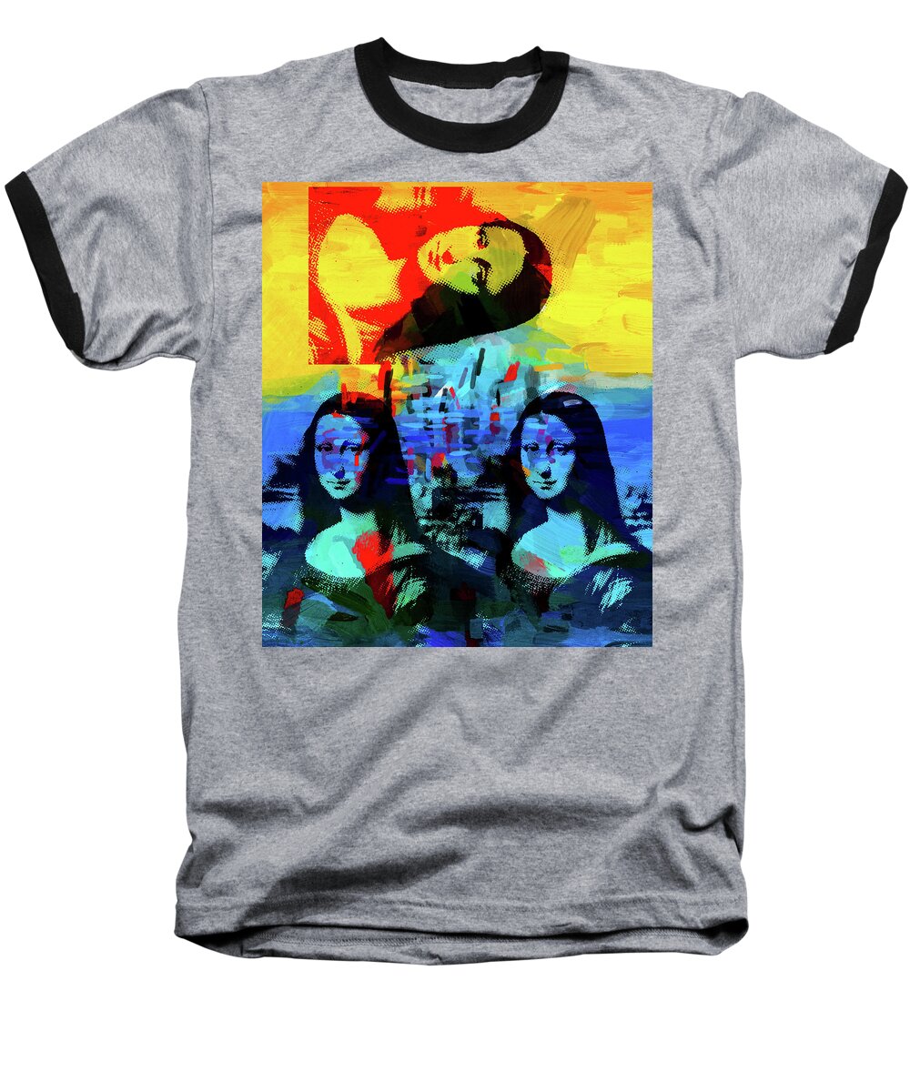 Digital Baseball T-Shirt featuring the digital art Mona Lisa POP #1 by Gary Grayson