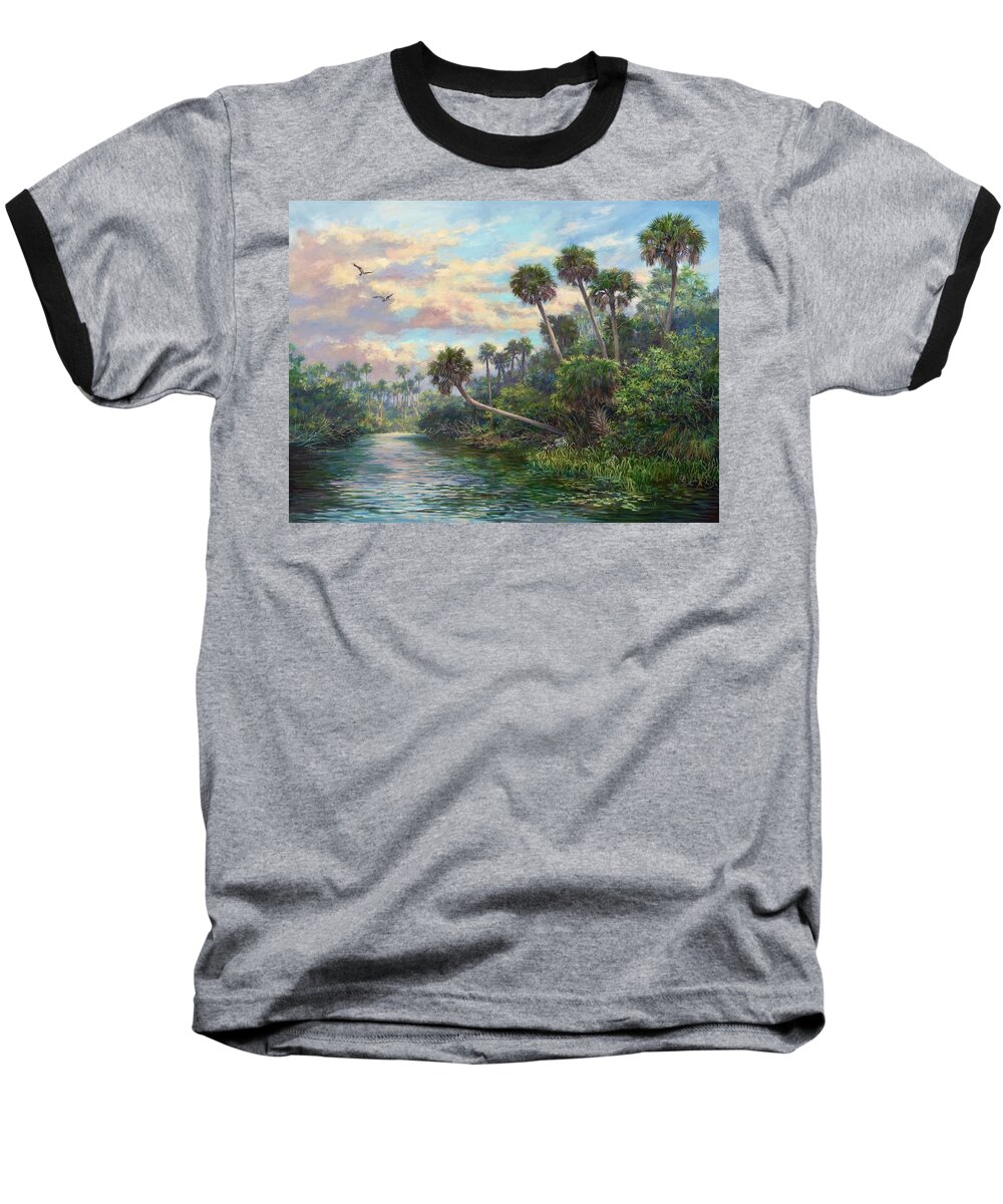 Everglades Baseball T-Shirt featuring the painting Osprey Watch #1 by Laurie Snow Hein