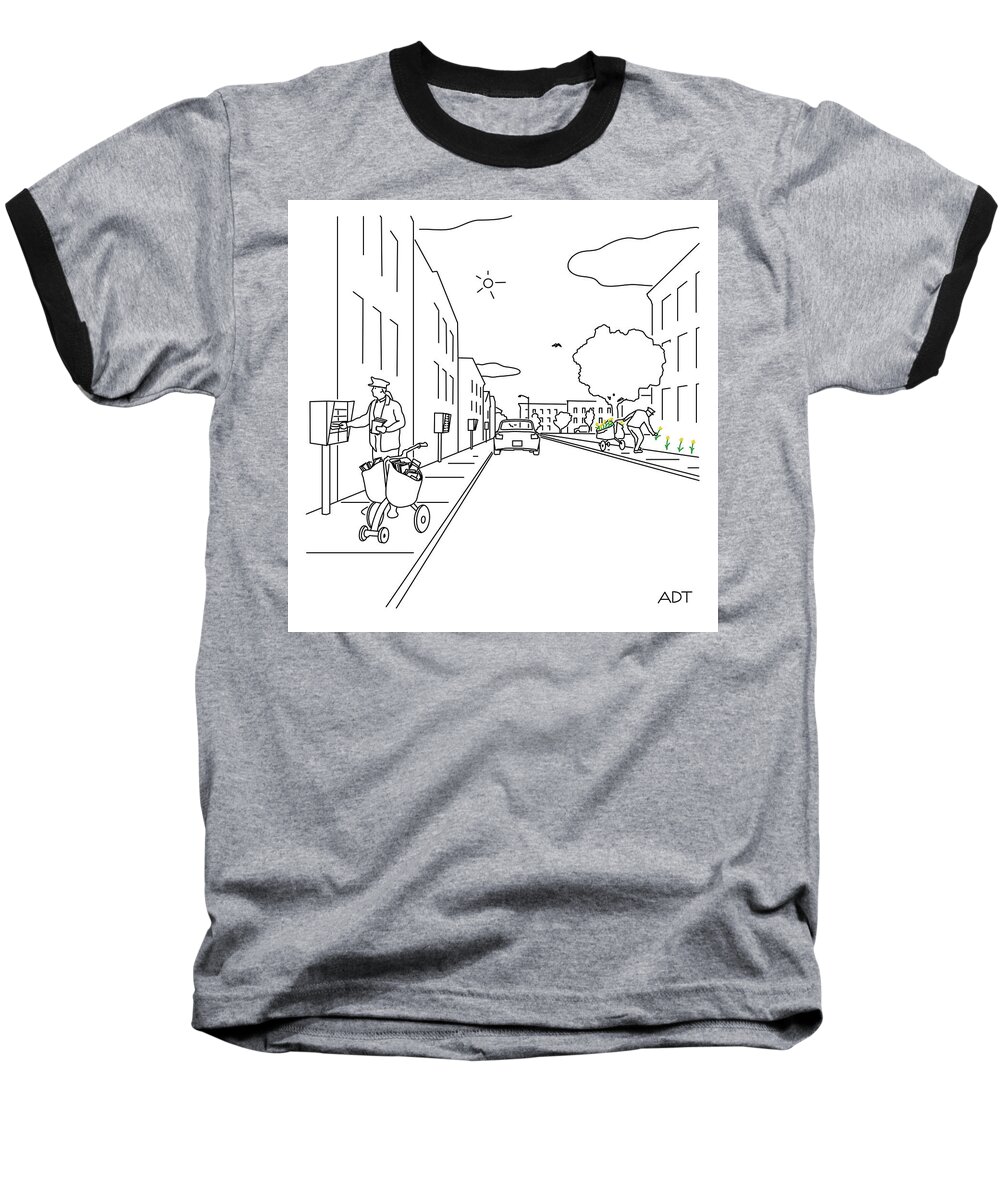 Captionless Baseball T-Shirt featuring the drawing Print #2 by Adam Douglas Thompson