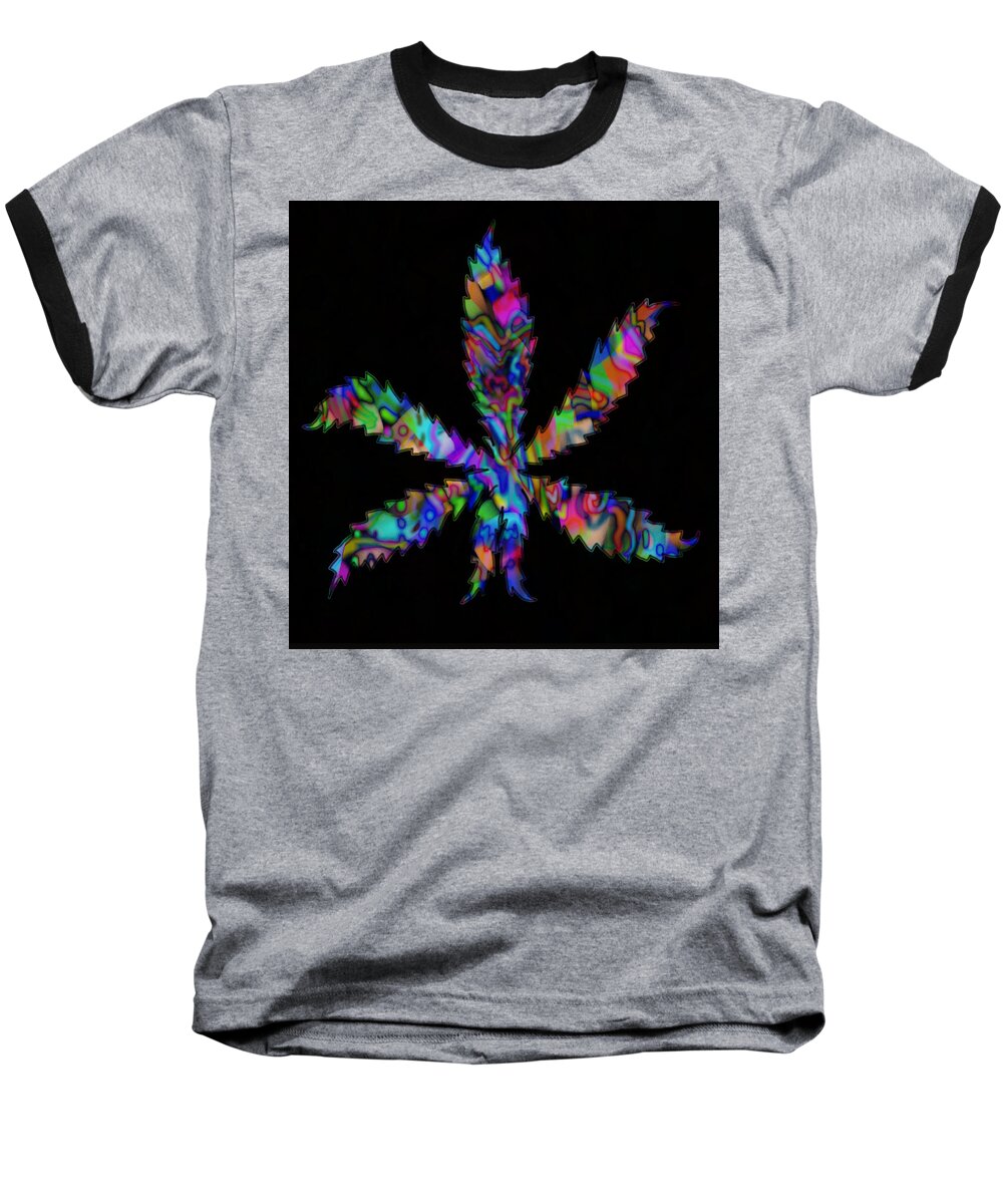 Weed Baseball T-Shirt featuring the painting Psychedelic by nature by Kevin Caudill