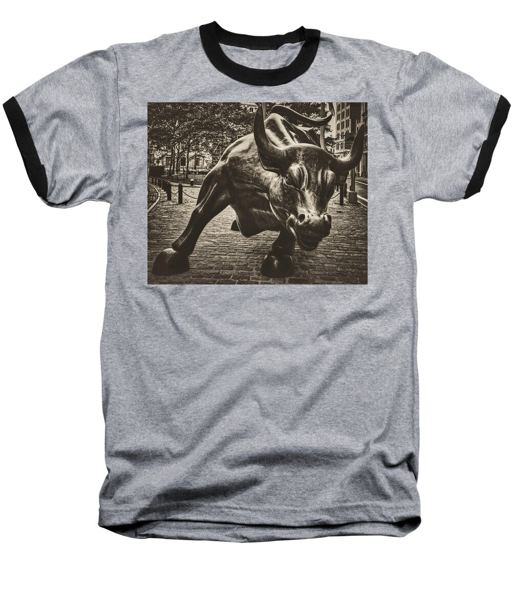 Bull Baseball T-Shirt featuring the photograph The Wall Street Bull #1 by Mountain Dreams