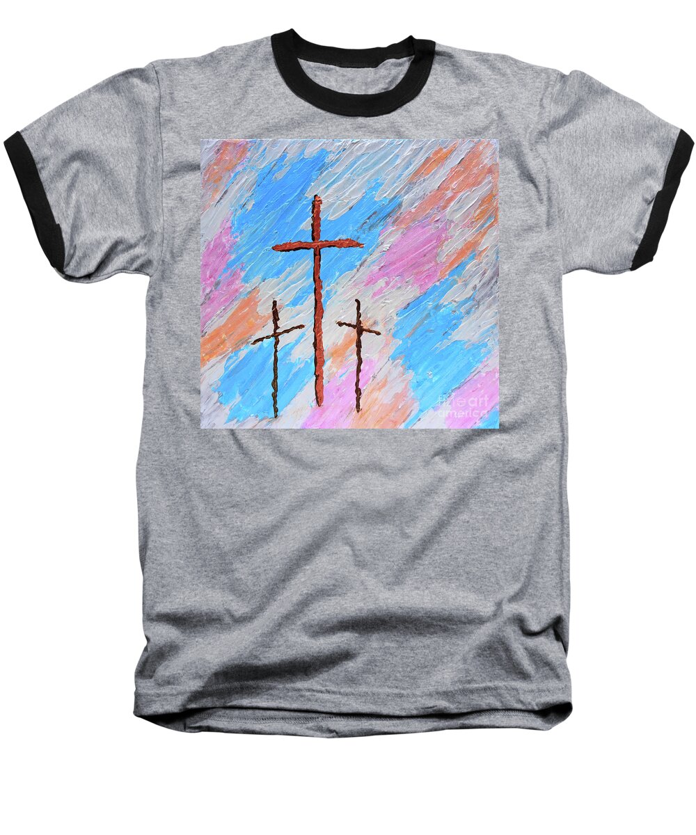 Cross Baseball T-Shirt featuring the photograph Three Crosses #1 by Pattie Calfy