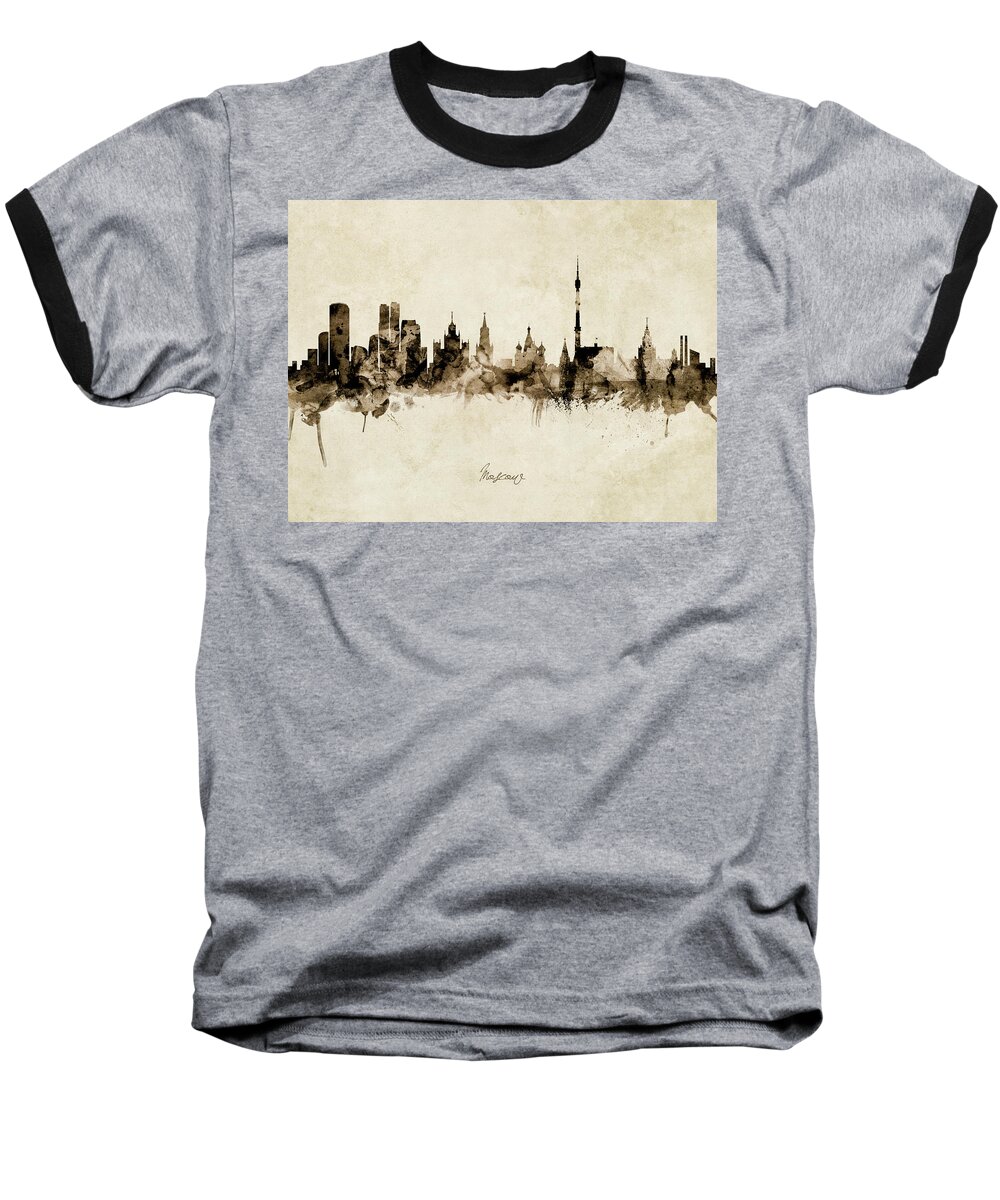 Moscow Baseball T-Shirt featuring the digital art Moscow Russia Skyline #10 by Michael Tompsett
