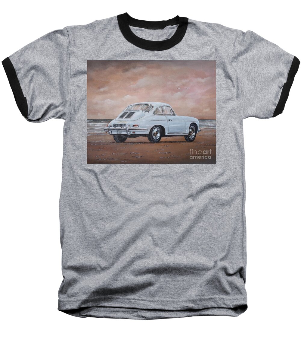 Pporsche Carrera Baseball T-Shirt featuring the painting 1962 Porsche 356 carrera 2 by Sinisa Saratlic