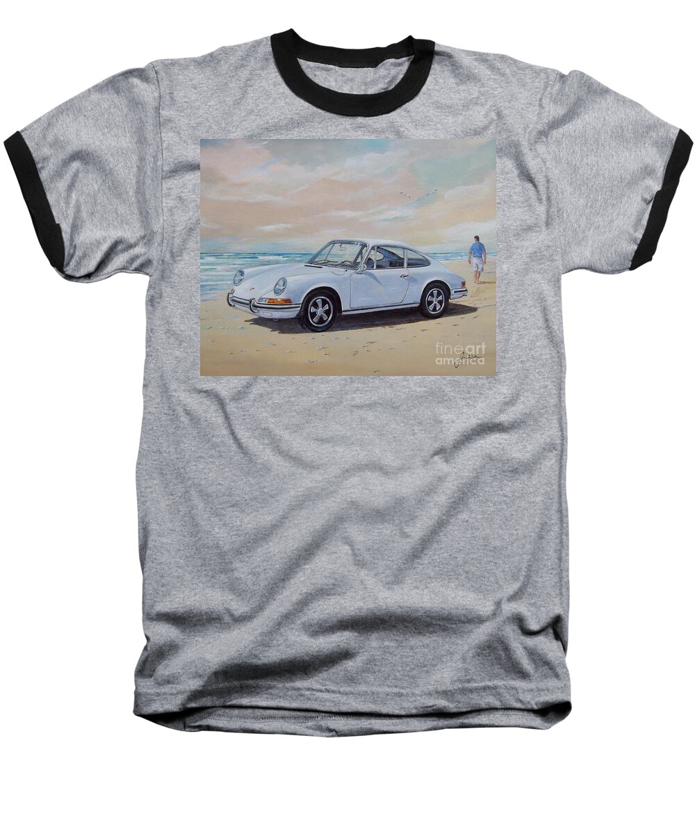 Automotive Art Baseball T-Shirt featuring the painting 1967 Porsche 911 s coupe by Sinisa Saratlic
