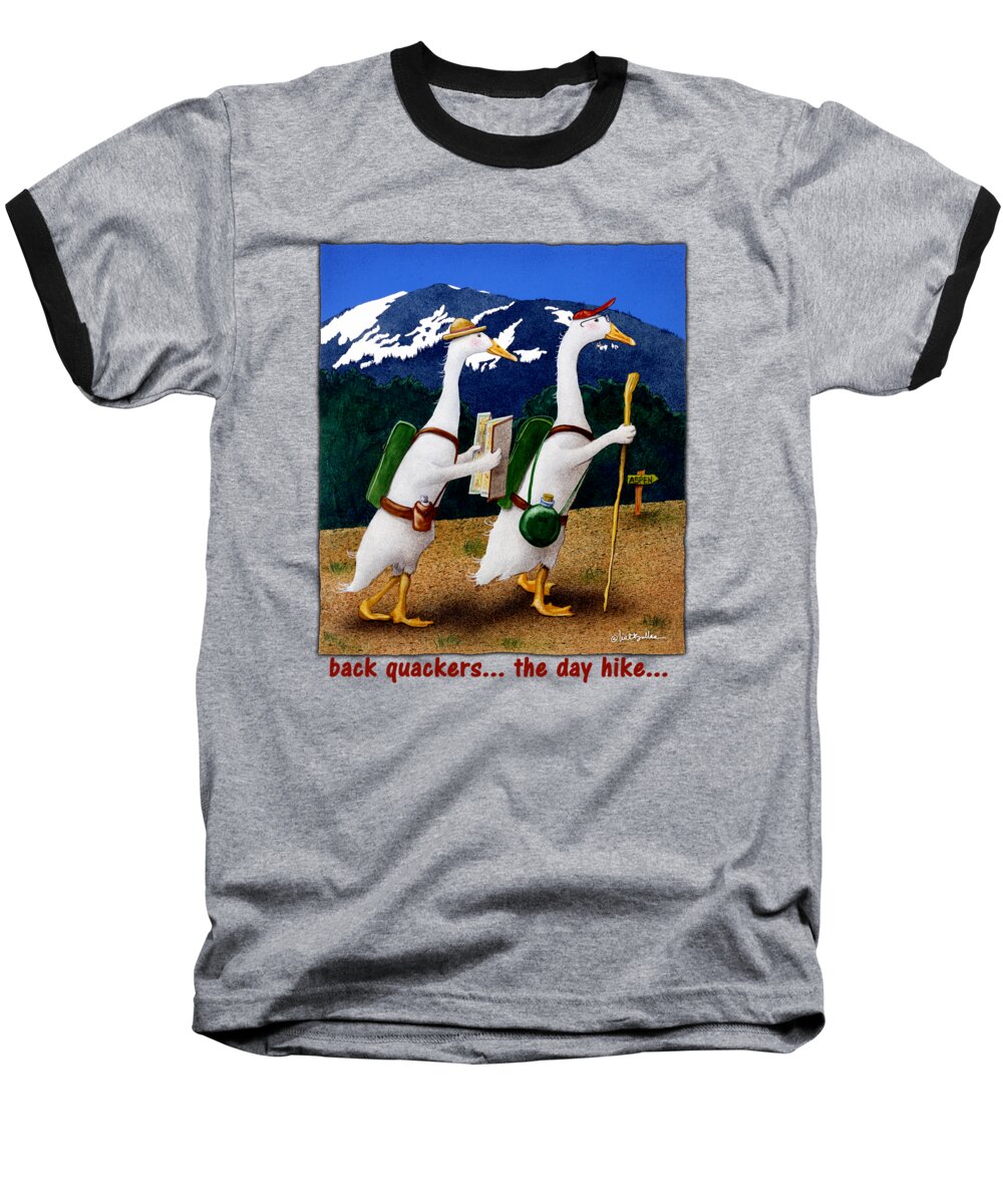 Will Bullas Baseball T-Shirt featuring the painting Back Quackers ... The Day Hike... #1 by Will Bullas