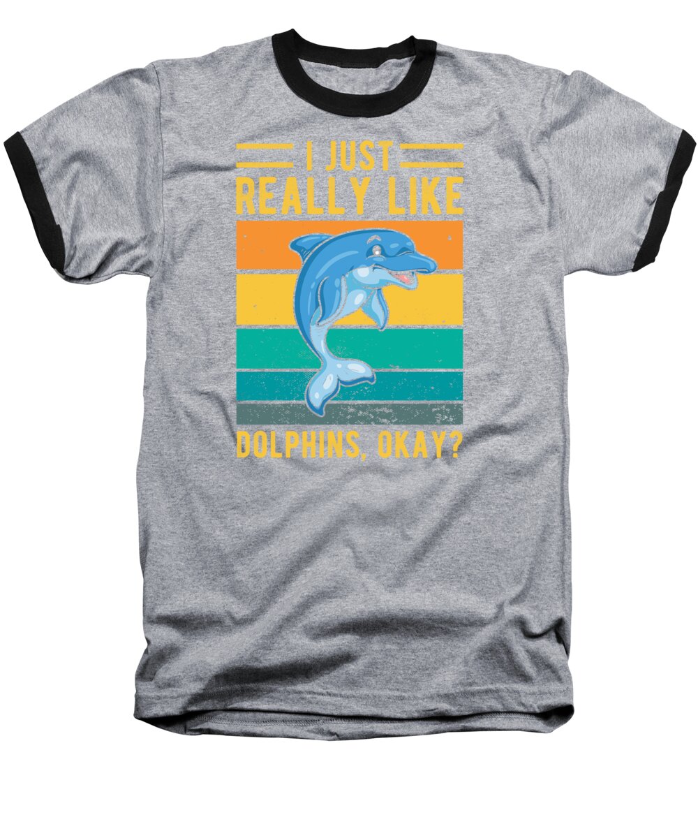 Dolphin Baseball T-Shirt featuring the digital art Dolphin #2 by Manuel Schmucker