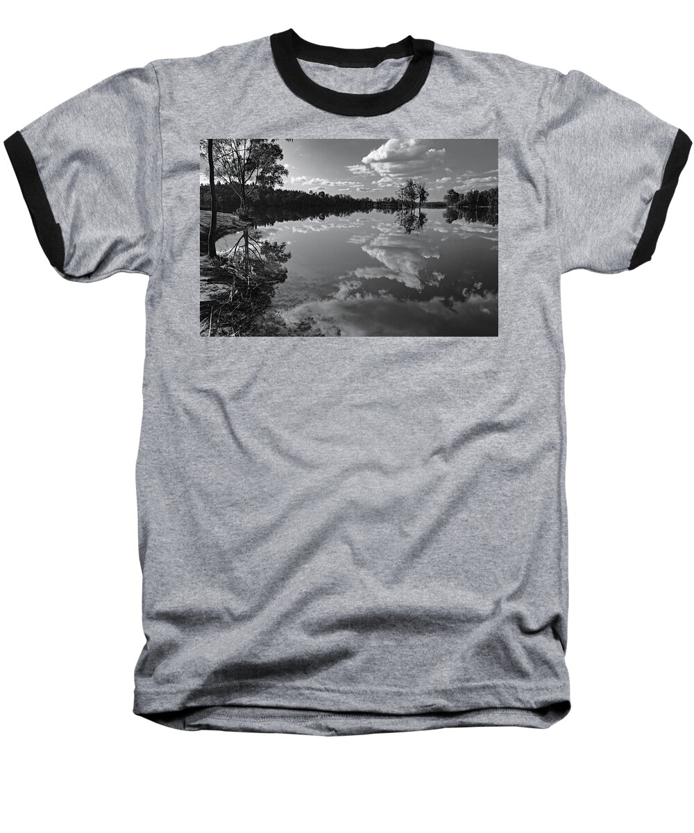 Mertola Baseball T-Shirt featuring the photograph Reflections by the Lake #2 by Angelo DeVal