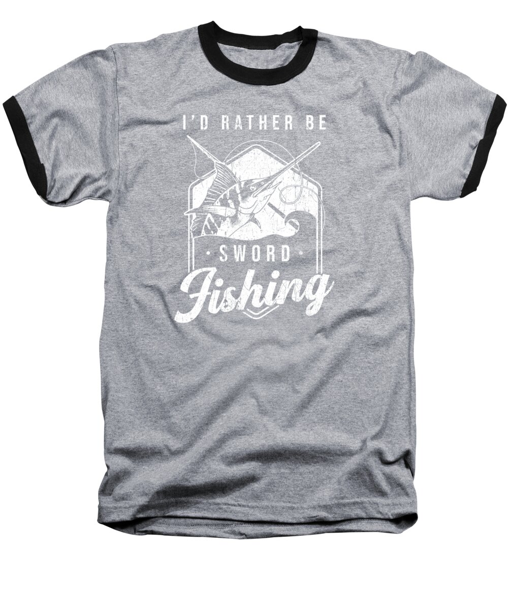 Swordfish Angler Baseball T-Shirt featuring the digital art Swordfish Angler #2 by Manuel Schmucker