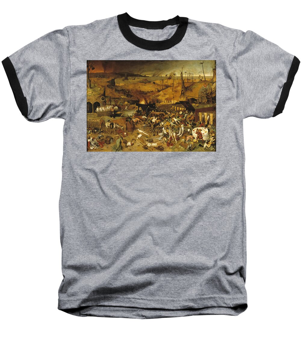 Triumph Baseball T-Shirt featuring the painting The Triumph of Death by Pieter Brueghel the Elder by Mango Art