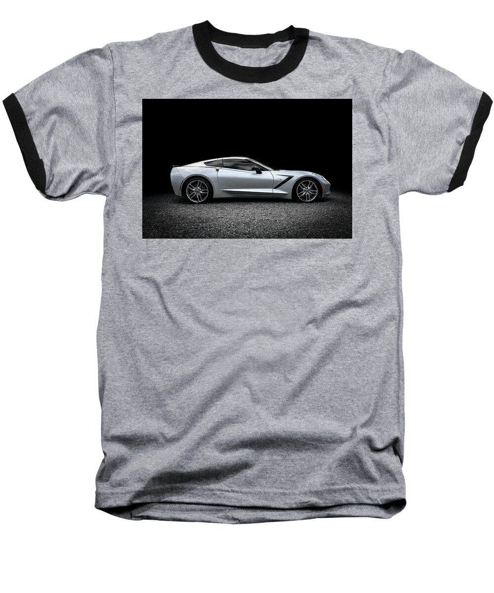 Corvette Baseball T-Shirt featuring the digital art 2014 Corvette Stingray by Douglas Pittman