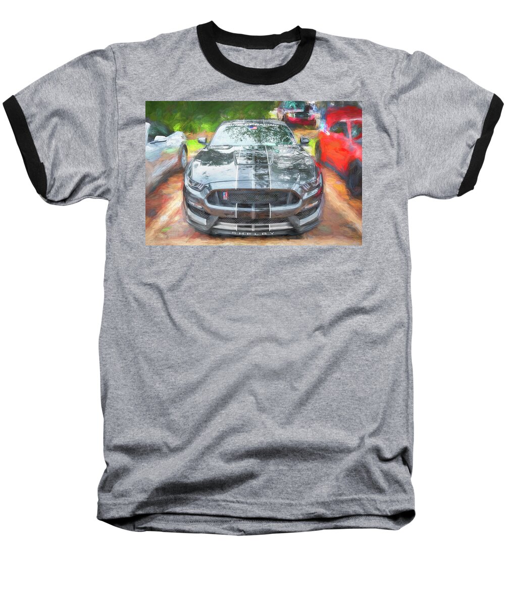 2017 Silver Ford Shelby Mustang Gt350 Baseball T-Shirt featuring the photograph 2017 Silver Ford Shelby Mustang GT350 X221 by Rich Franco