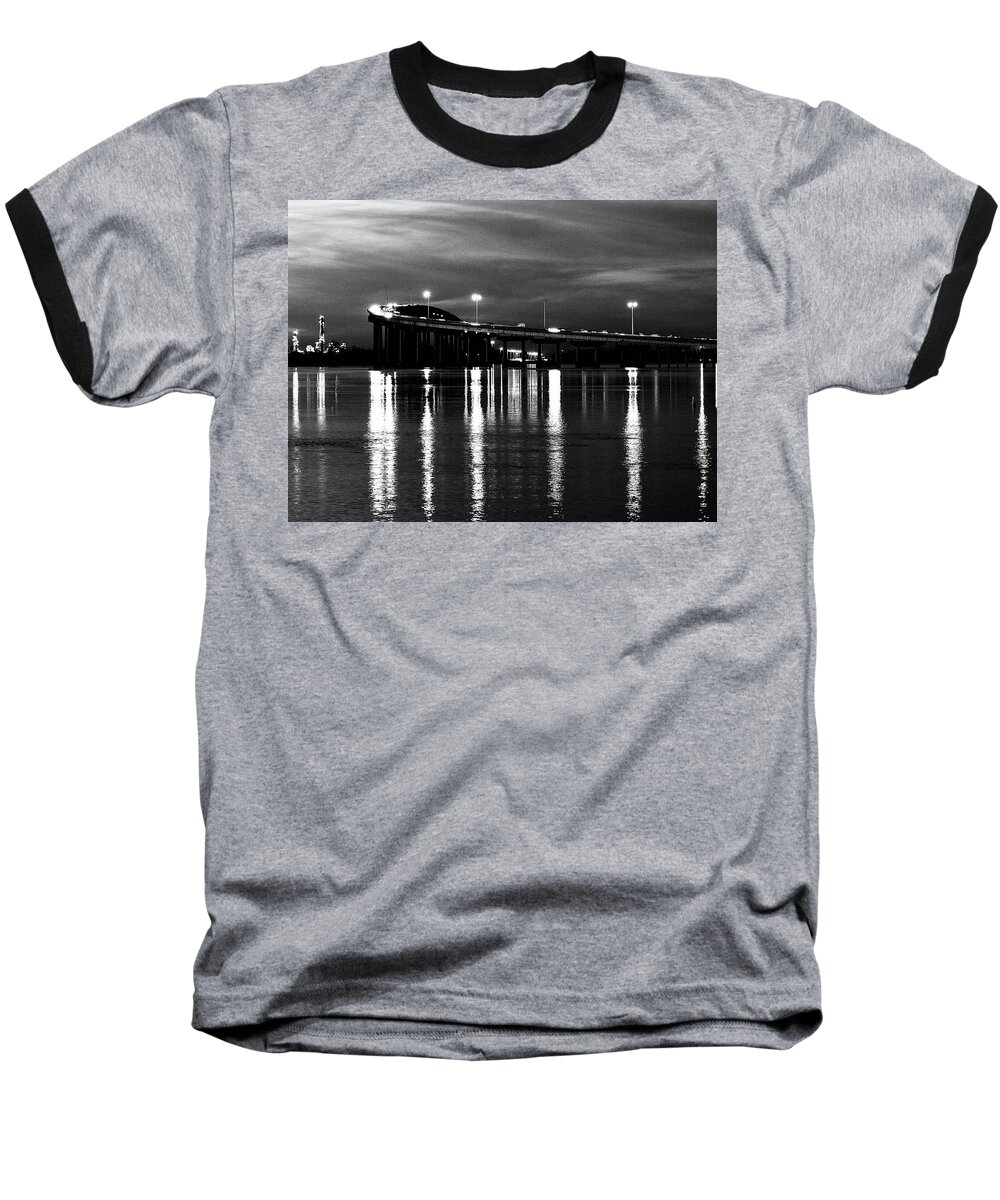 Bridge Baseball T-Shirt featuring the photograph 210 Bridge Black and White by Jerry Connally