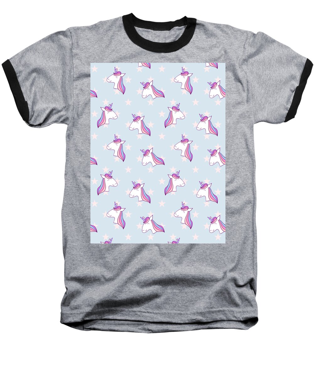 Mythical Creature Baseball T-Shirt featuring the digital art Unicorn Pattern Mythical Creature Rainbow Horse #27 by Mister Tee