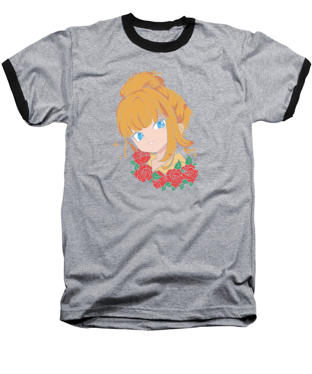 Anime Baseball T-Shirt featuring the digital art Anime Stylish Cute Girl Retro Kawaii #3 by Toms Tee Store