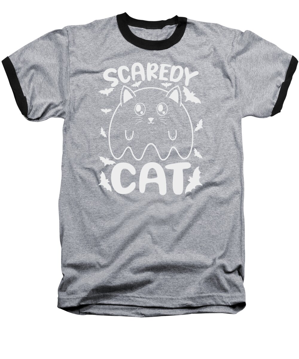 Halloween Baseball T-Shirt featuring the digital art Halloween Cat Ghost Girls Woman Cat Lovers #3 by Toms Tee Store