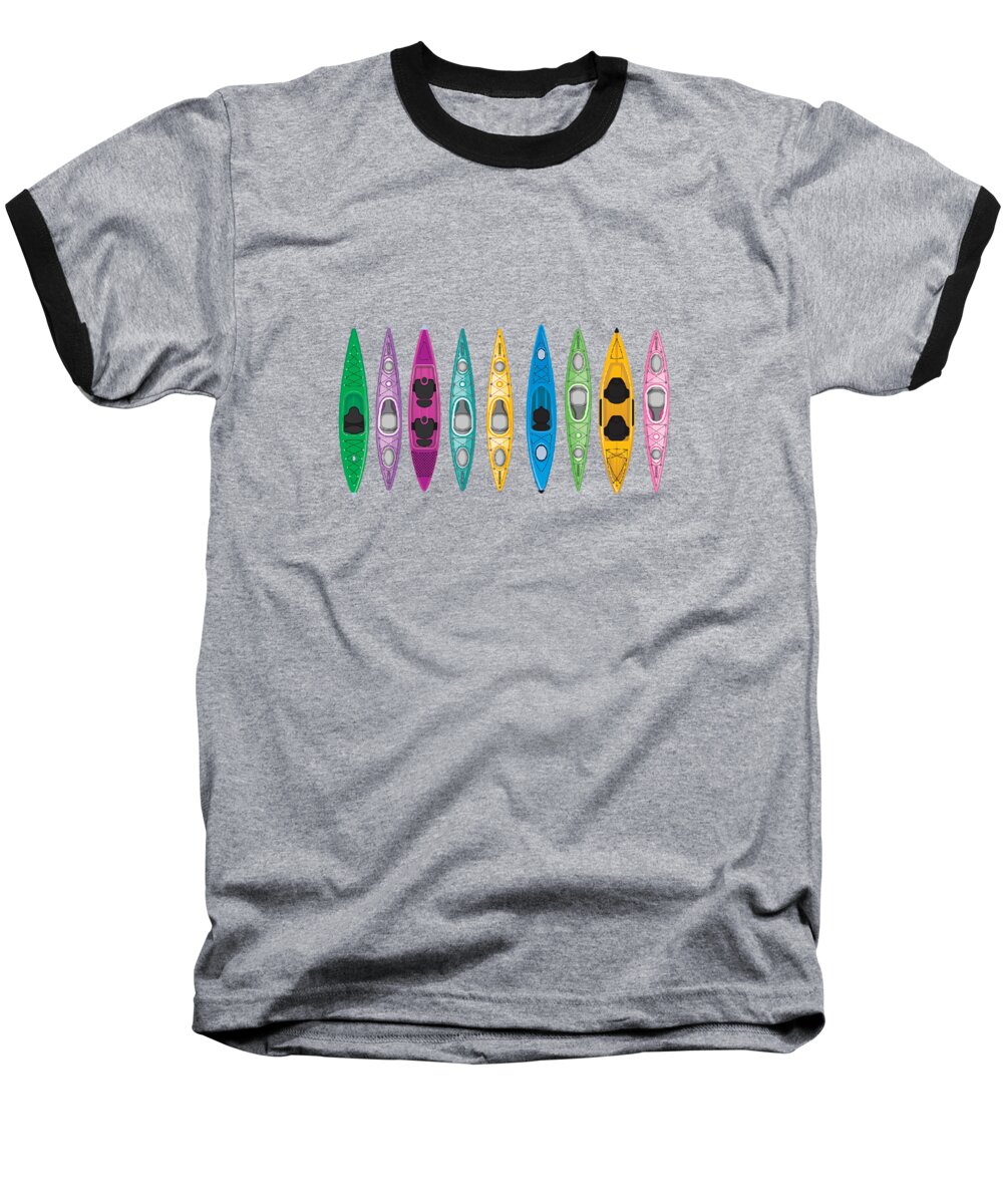 Kayaking Baseball T-Shirt featuring the digital art Kayaking Colorful Paddle Sport Pattern Art #3 by Toms Tee Store