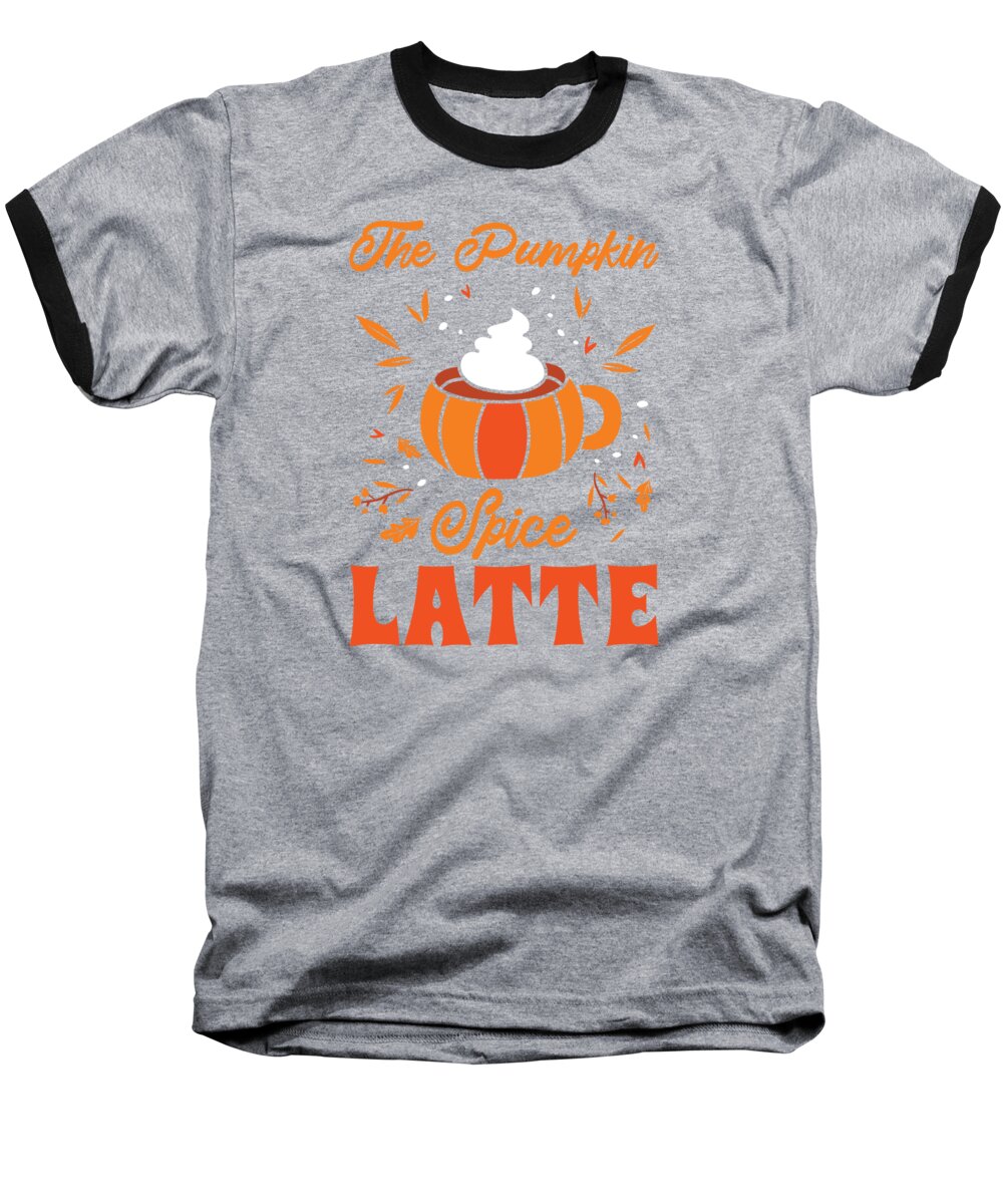 Pumpkin Spice Latte Baseball T-Shirt featuring the digital art Pumpkin Spice Latte Halloween Coffee Lover Tarot Card #3 by Toms Tee Store