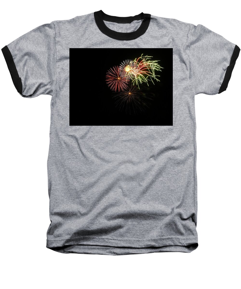 Fireworks Baseball T-Shirt featuring the digital art Fireworks #41 by George Pennington